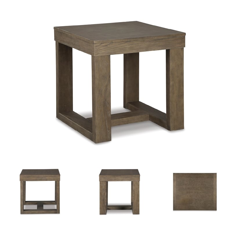 Bowery Hill Contemporary Set of 2 Square End Tables in Grayish Brown