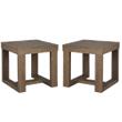 Bowery Hill Contemporary Set of 2 Square End Tables in Grayish Brown
