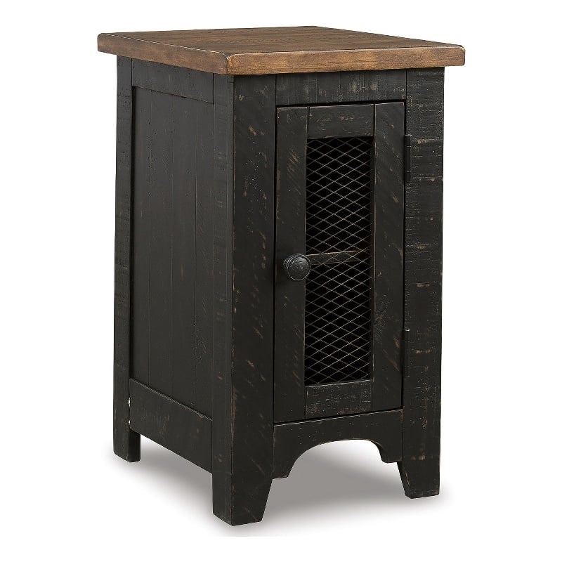 Bowery Hill Set of 2 Engineered Wood Rustic End Tables in Black & Brown