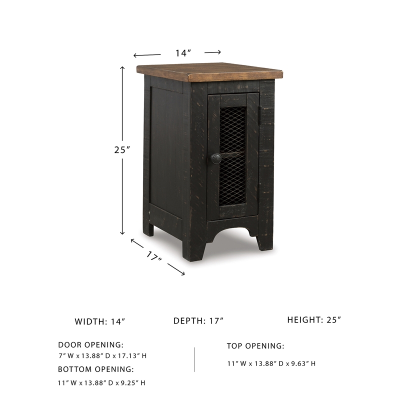 Bowery Hill Set of 2 Engineered Wood Rustic End Tables in Black & Brown