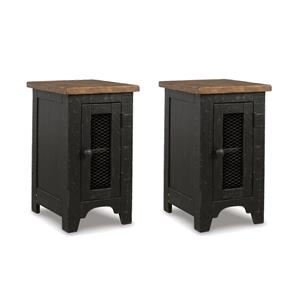 Bowery Hill Set of 2 Engineered Wood Rustic End Tables in Black & Brown