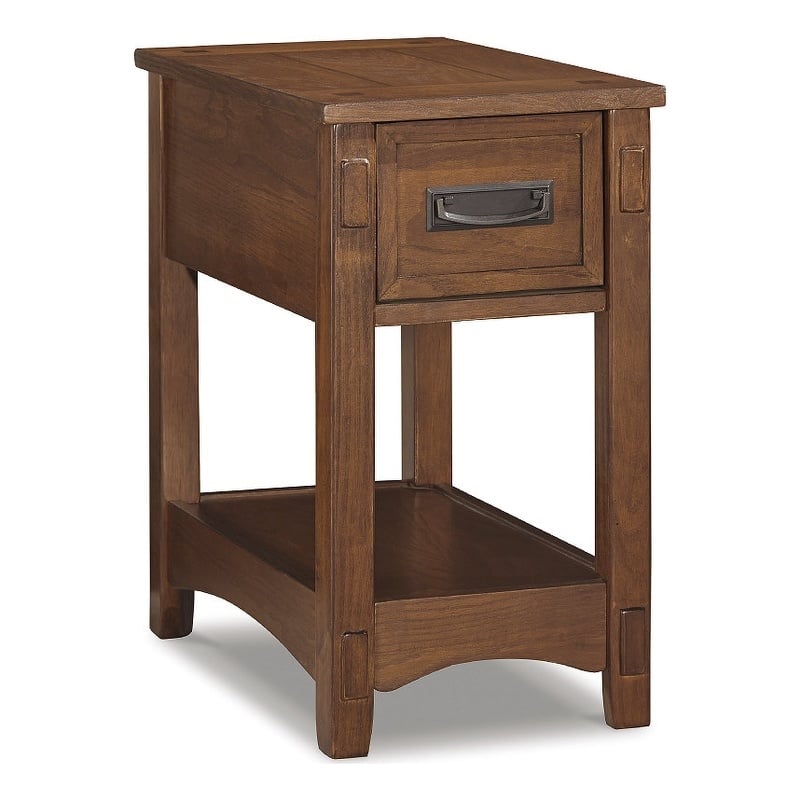Bowery Hill 2-Piece Oak Veneer and Hardwood Solids End Table Set in Brown