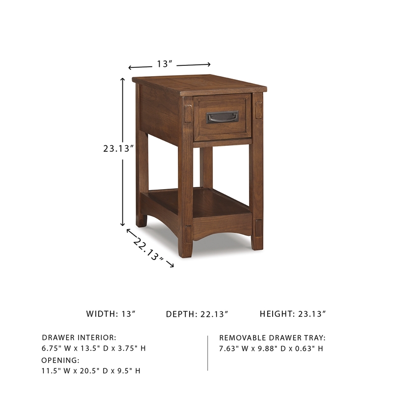 Bowery Hill 2-Piece Oak Veneer and Hardwood Solids End Table Set in Brown