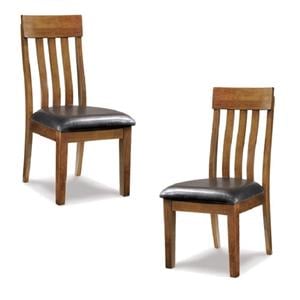 Bowery Hill Set of 2 Upholstered Dining Chairs in Medium Brown