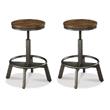 Bowery Hill  Set of 2 Adjustable Counter Stools in Brown & Gray with Metal Base