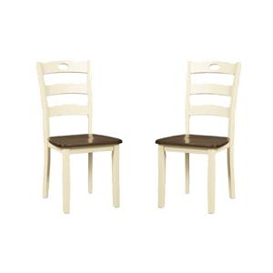 Bowery Hill Set of 2 Cottage Dining Side Chairs in Cream and Brown