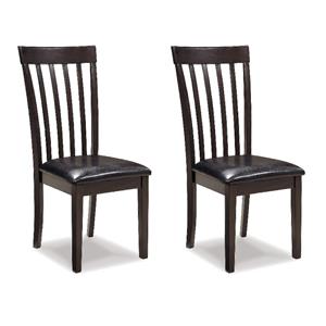 Bowery Hill Contemporary Set of 2 Faux Leather Side Chairs in Dark Brown