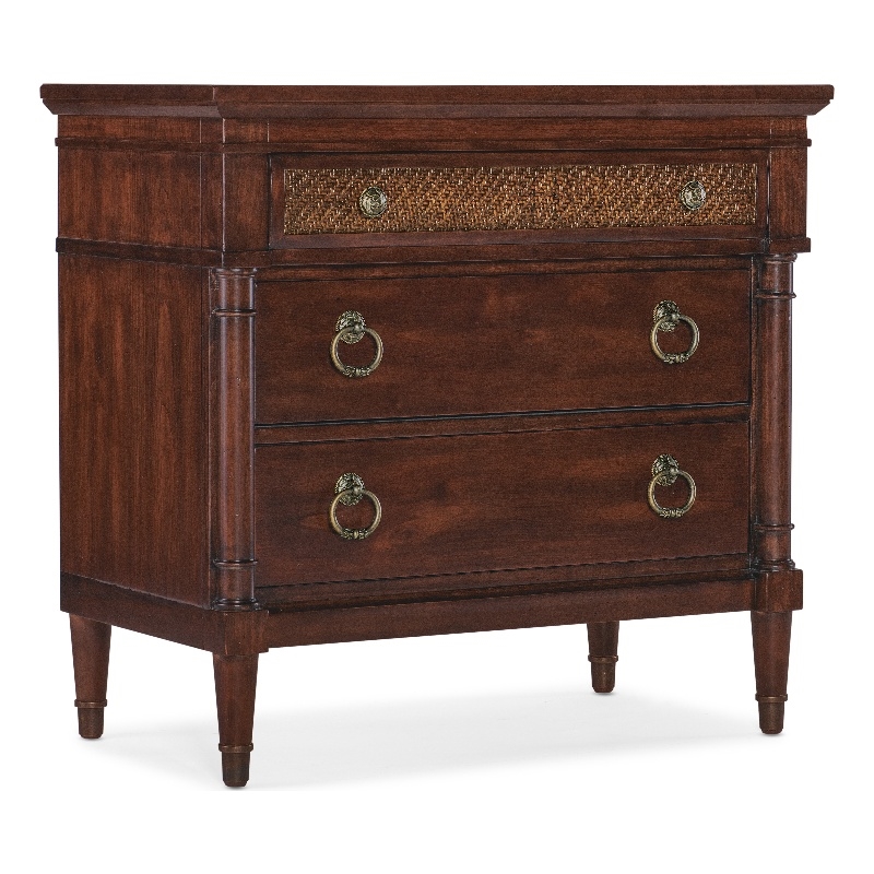 Bowery Hill King Panel Bed and 2 Nightstands Set in Cherry Brown