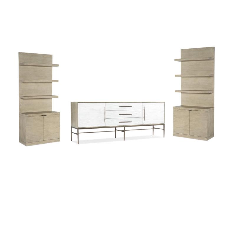 Bowery Hill Set of 3 - 2 Bookcases and Entertainment Console in Taupe Oak