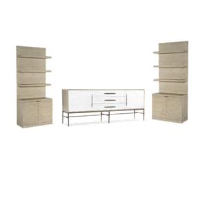 Bowery Hill Set of 3 - 2 Bookcases and Entertainment Console in Taupe Oak