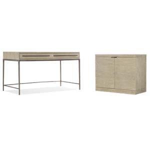 Bowery Hill Home Office Set of Filing Cabinet and Writing Desk in Terrain