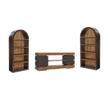 Bowery Hill Entertainment Console & 2 Etagere Bookcases in Gray & Brown