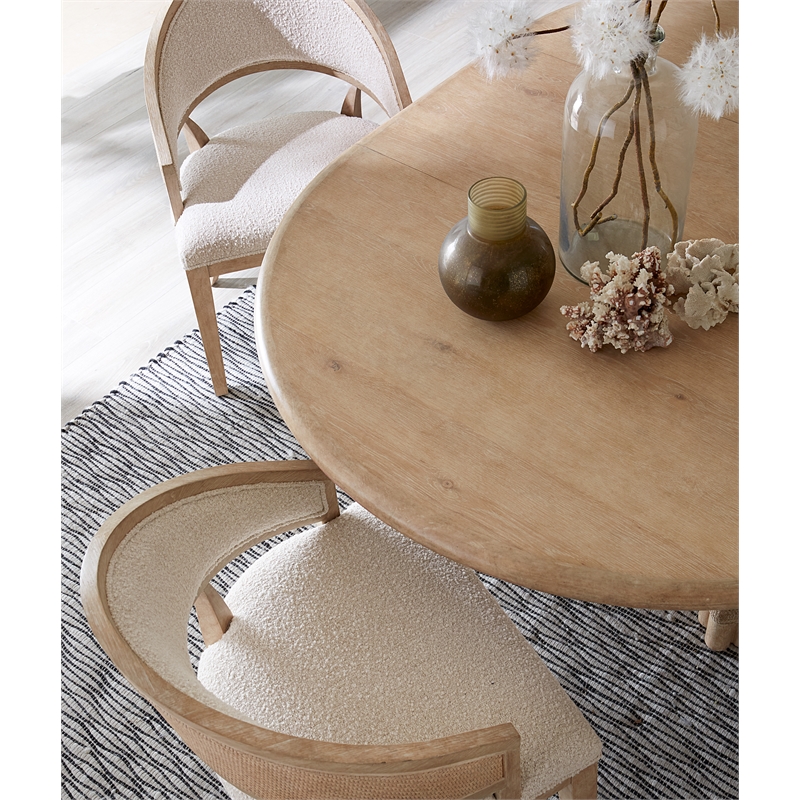 Bowery Hill Dining Set of Round Dining Table & 4 Chairs in Beige