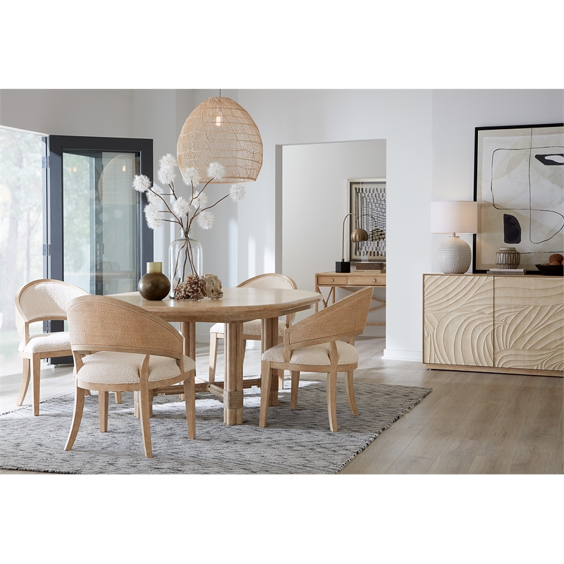 Bowery Hill Dining Set of Round Dining Table & 4 Chairs in Beige