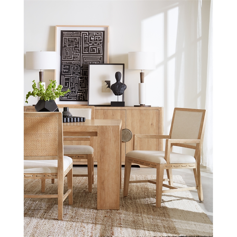 Bowery Hill Dining Set of Rectangular Table, 2 Arm Chairs & 4 Side Chairs in Beige
