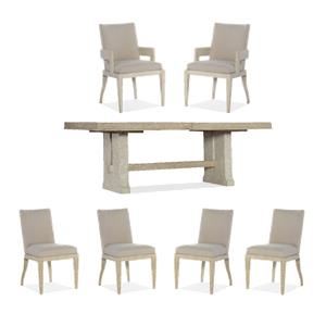 Bowery Hill Dining Set of Rectangle Table, 4 Side Chairs, & 2 Arm Chairs