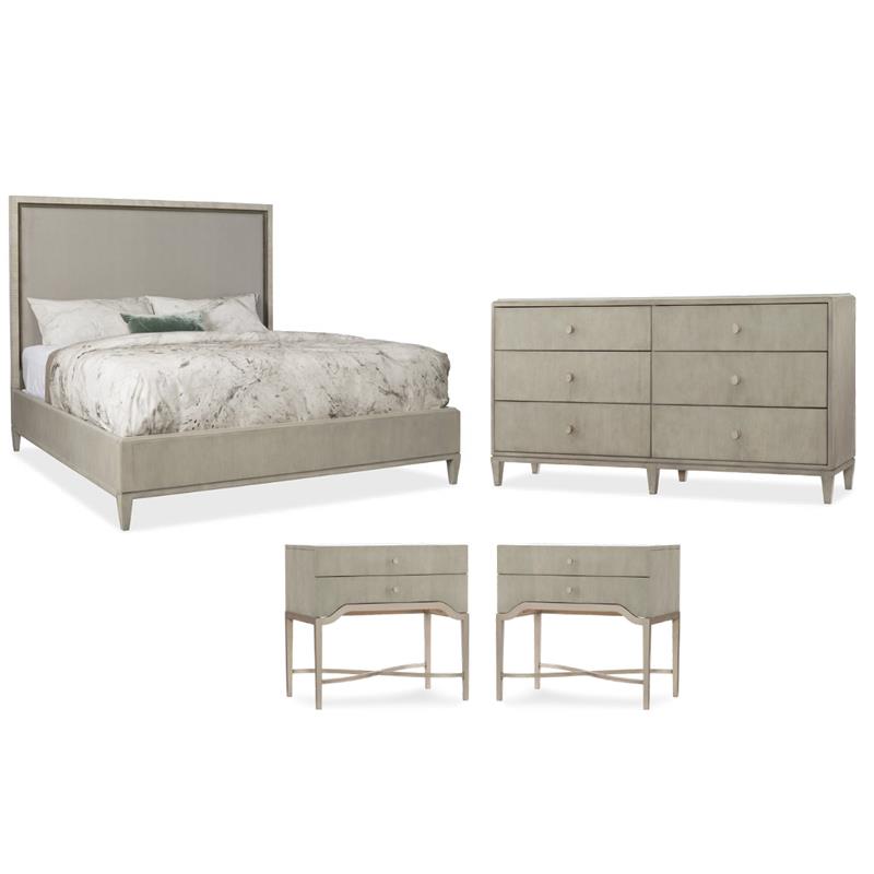 Bowery Hill 4-Piece Bedroom Set of Dresser, 2 Nightstands, & Queen Bed