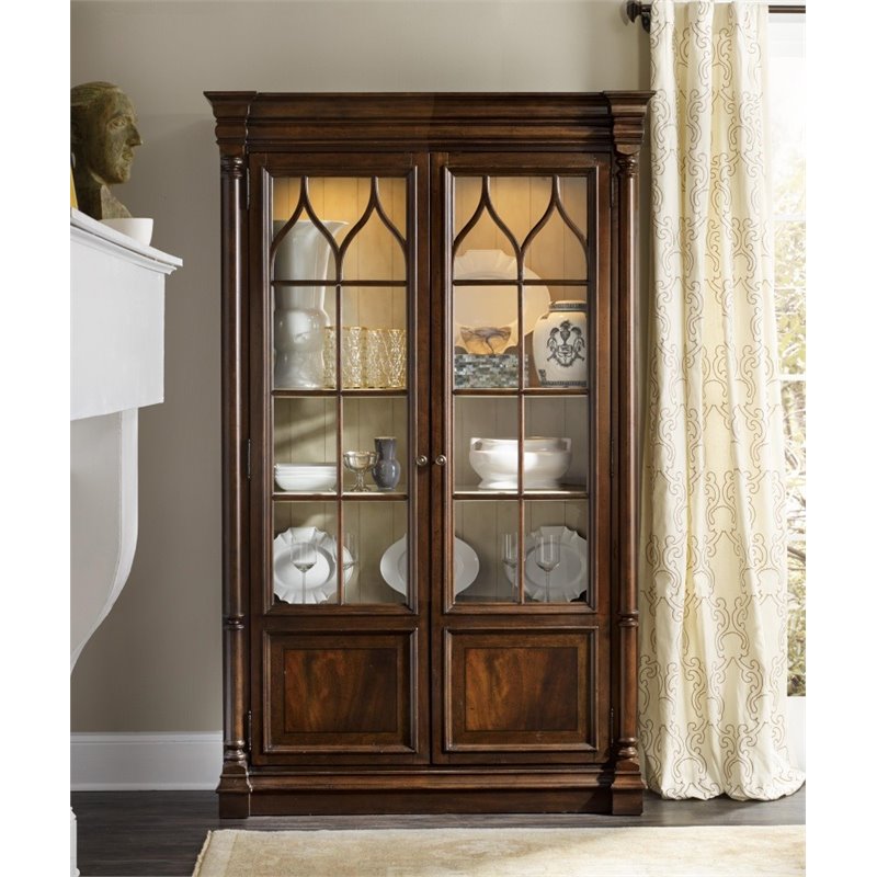 Bowery Hill Dining Set of Buffet and Display Cabinet in Mahogany Wood