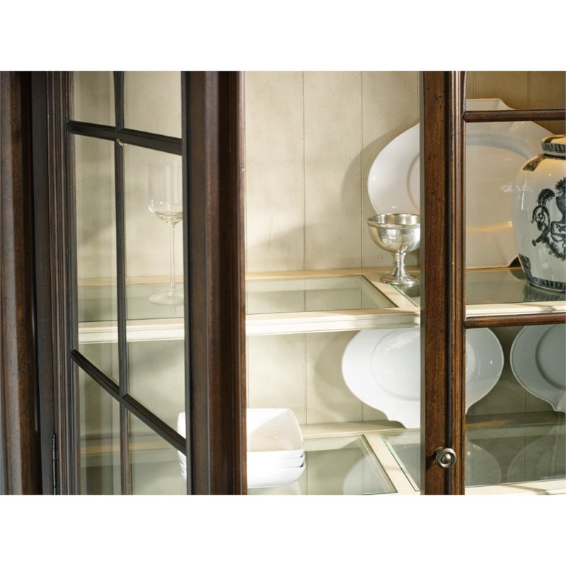 Bowery Hill Dining Set of Buffet and Display Cabinet in Mahogany Wood