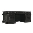 Bowery Hill Executive Desk & Office Leather Chair Set in Black