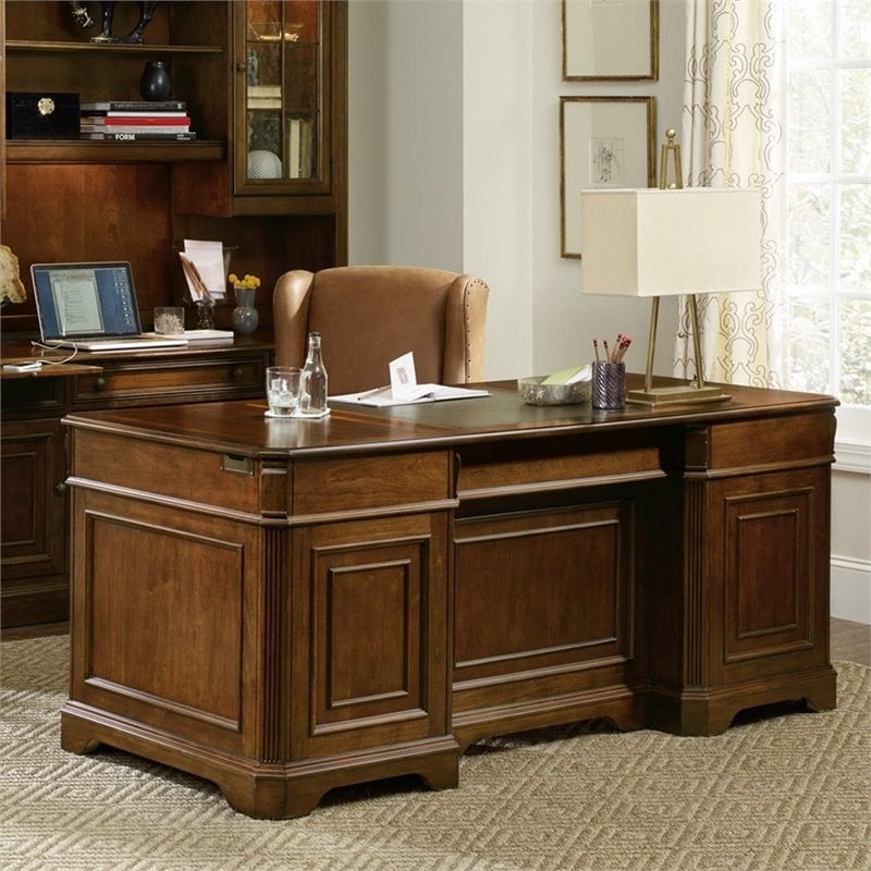 Bowery Hill Office Set of Executive Desk and 2 Lateral Filing Cabinets