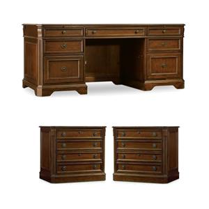 Bowery Hill Office Set of Executive Desk and 2 Lateral Filing Cabinets