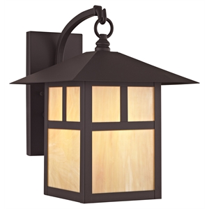 Bowery Hill Contemporary 10&quot 1-Light Brass/Glass Wall Lantern in Bronze