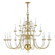 Bowery Hill Contemporary 22-Light Chandelier in Polished Brass