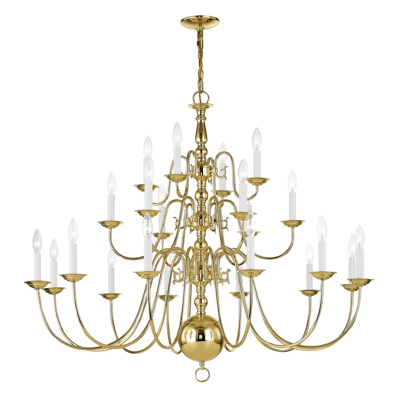 Bowery Hill Contemporary 22-Light Chandelier in Polished Brass