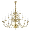 Bowery Hill Contemporary 22-Light Chandelier in Polished Brass