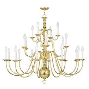 Bowery Hill Contemporary 22-Light Chandelier in Polished Brass