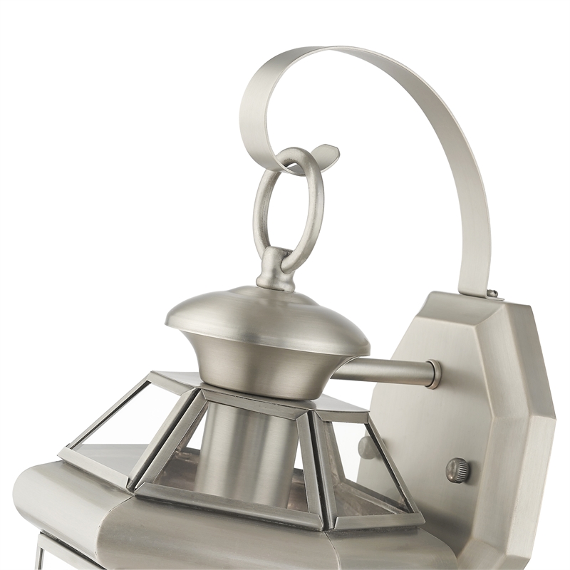 Bowery Hill 1-Light 60W Brass Outdoor Wall Lantern in Brushed Nickel
