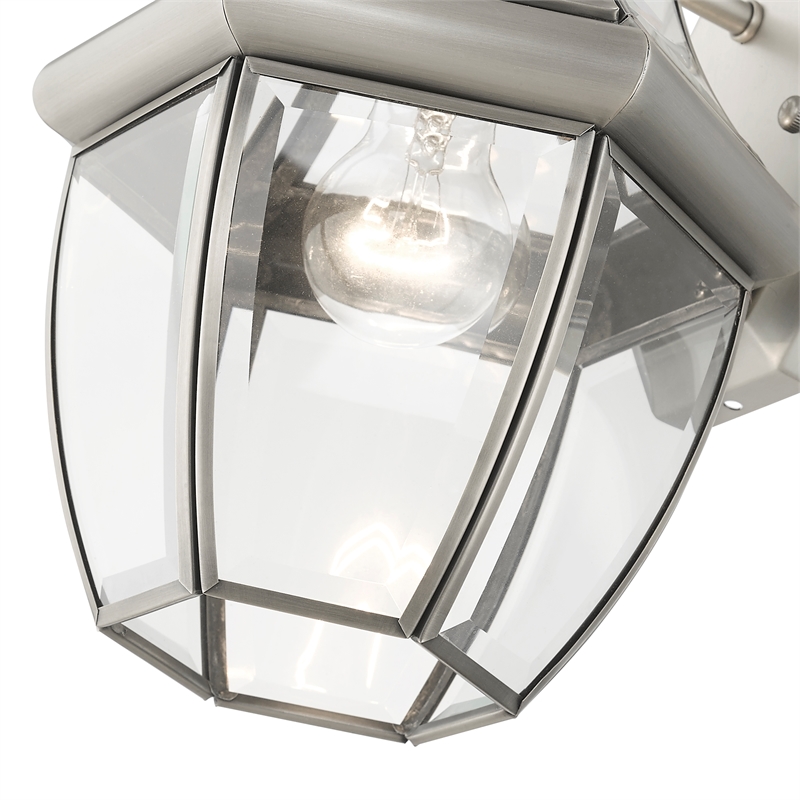 Bowery Hill 1-Light 100W Brass Outdoor Wall Lantern in Nickel