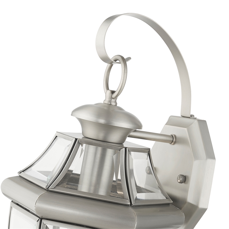 Bowery Hill 1-Light 100W Brass Outdoor Wall Lantern in Nickel