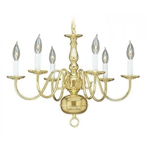 Bowery Hill Contemporary 6-Light Metal Chandelier in Polished Brass