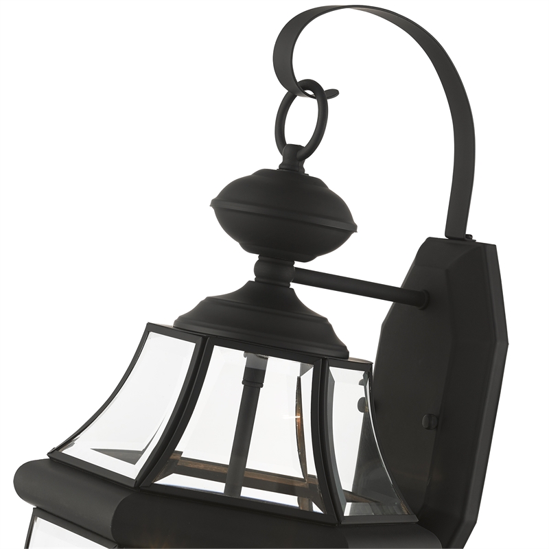 Bowery Hill Contemporary 2-Light Brass Outdoor Wall Lantern in Black
