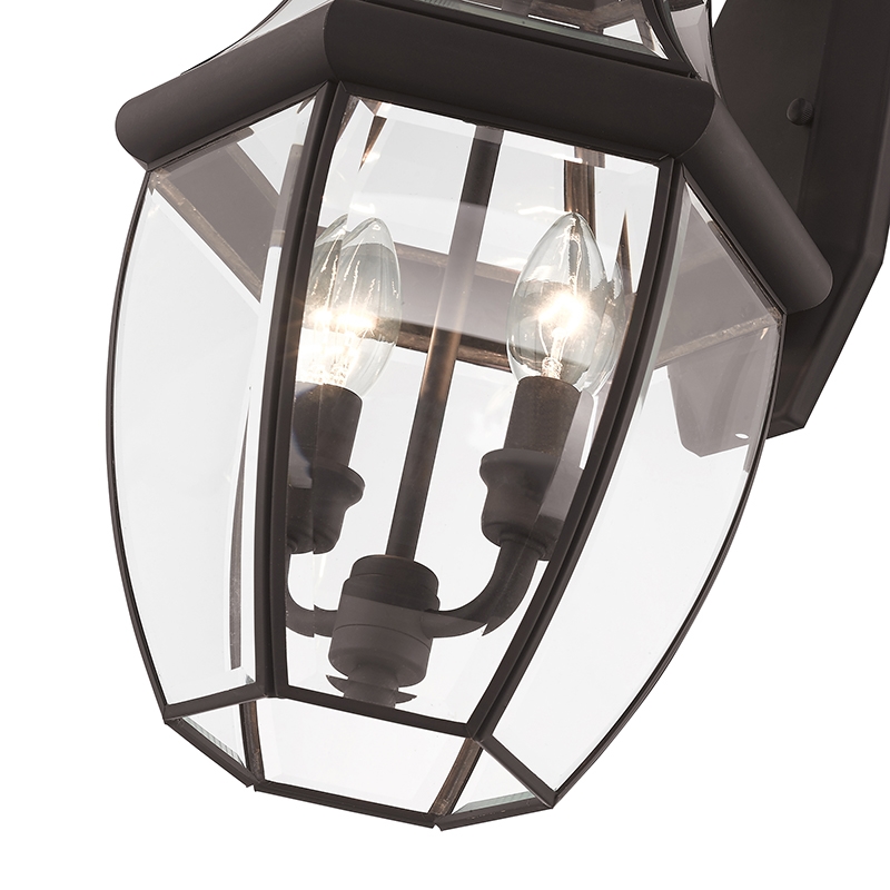 Bowery Hill Contemporary 2-Light Brass Outdoor Wall Lantern in Bronze