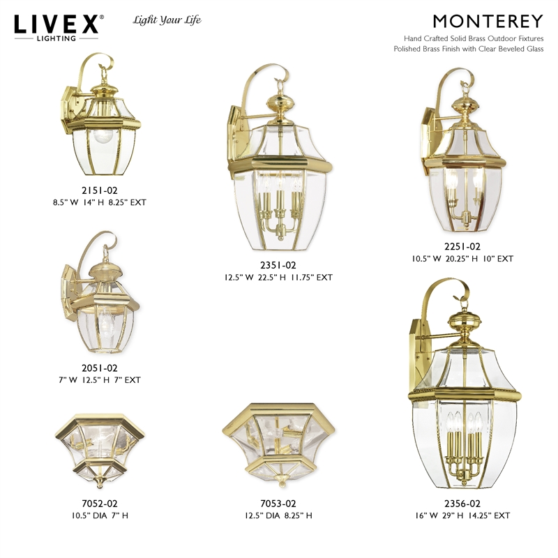 Bowery Hill 3-Light Brass Outdoor Wall Lantern in Polished Brass