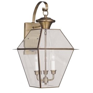 Bowery Hill Contemporary Outdoor Wall Lantern in Antique Brass