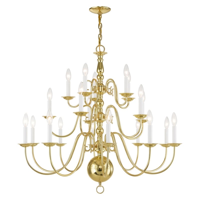 Bowery Hill Contemporary 20-Light Chandelier in Polished Brass