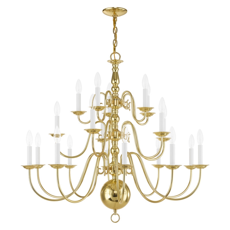 Bowery Hill Contemporary 20-Light Chandelier in Polished Brass