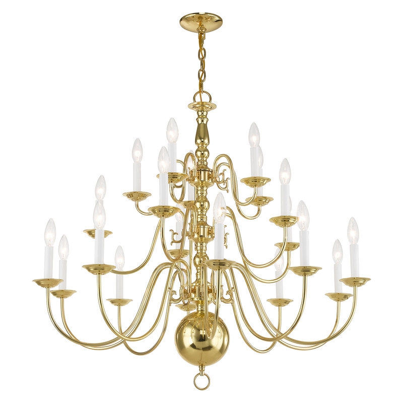Bowery Hill Contemporary 20-Light Chandelier in Polished Brass