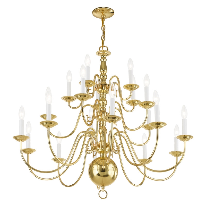 Bowery Hill Contemporary 20-Light Chandelier in Polished Brass