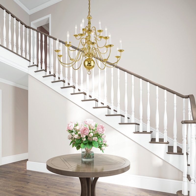 Bowery Hill Contemporary 20-Light Chandelier in Polished Brass