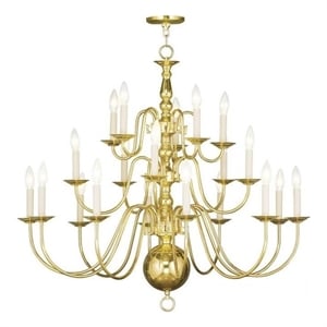 Bowery Hill Contemporary 20-Light Chandelier in Polished Brass