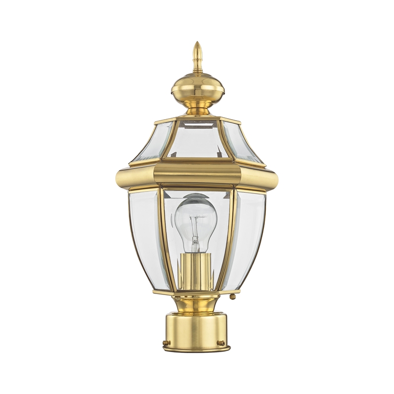 Bowery Hill 1-Light Brass Outdoor Post Top Lantern in Polished Brass