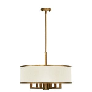 Bowery Hill 24&quot 7-Light Metal/Fabric Chandelier in Antique Gold