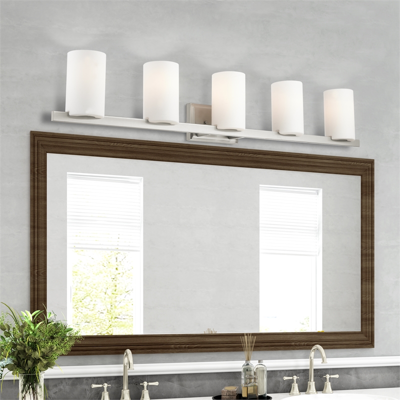 Bowery Hill 5-Light Metal & Glass Bath Light in Brushed Nickel