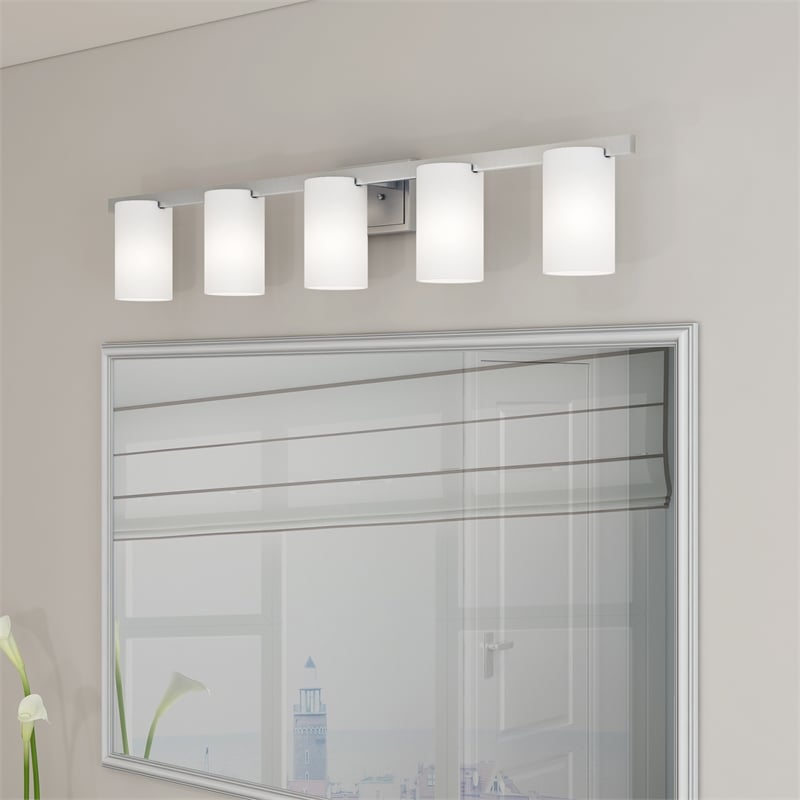 Bowery Hill 5-Light Metal & Glass Bath Light in Brushed Nickel