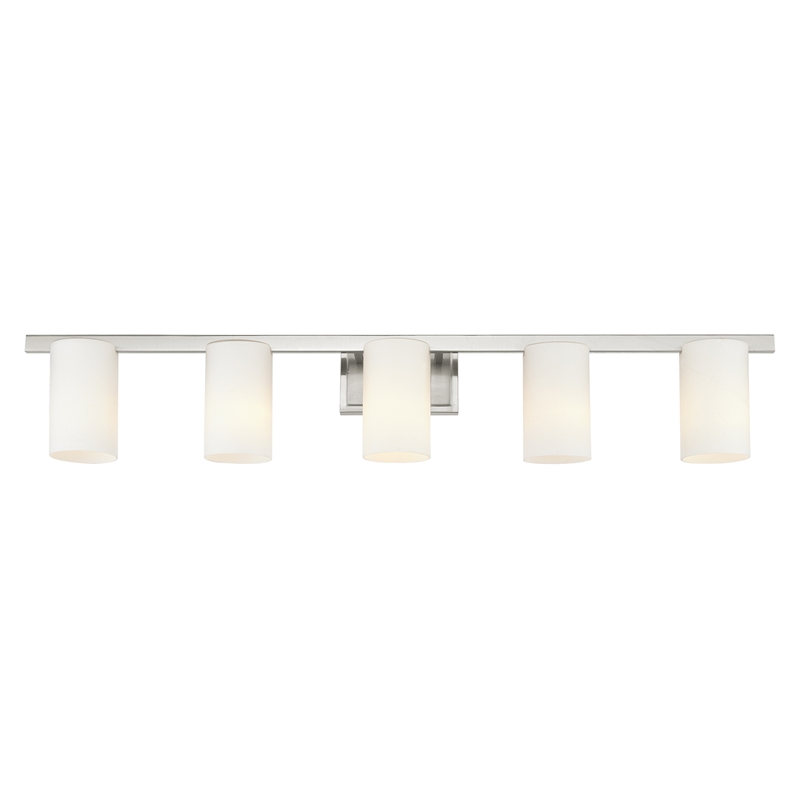 Bowery Hill 5-Light Metal & Glass Bath Light in Brushed Nickel